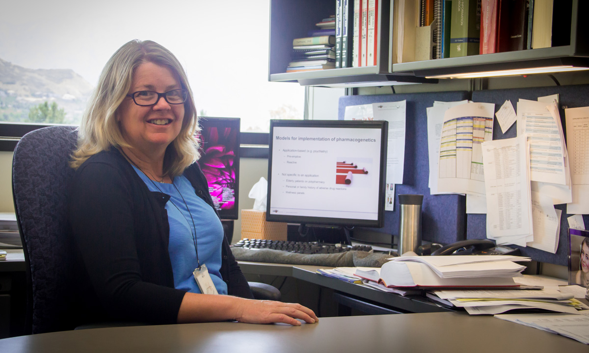 ARUP medical director Gwen McMillin, PhD, in her office