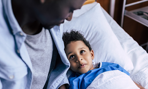 An ill child awaiting treatment