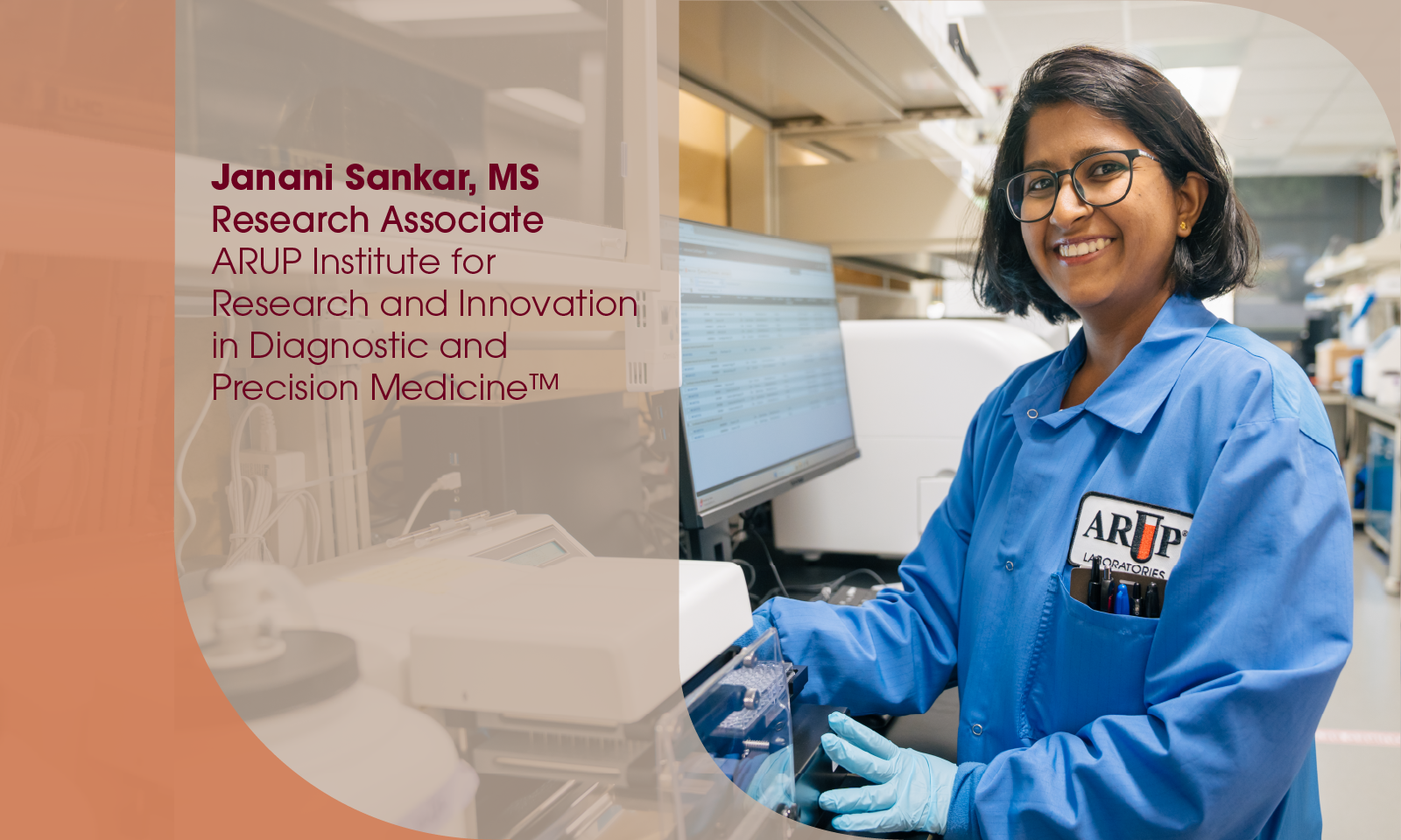 Janani Sankar works in a lab.