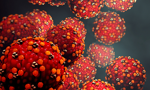 photo illustration of measles molecules