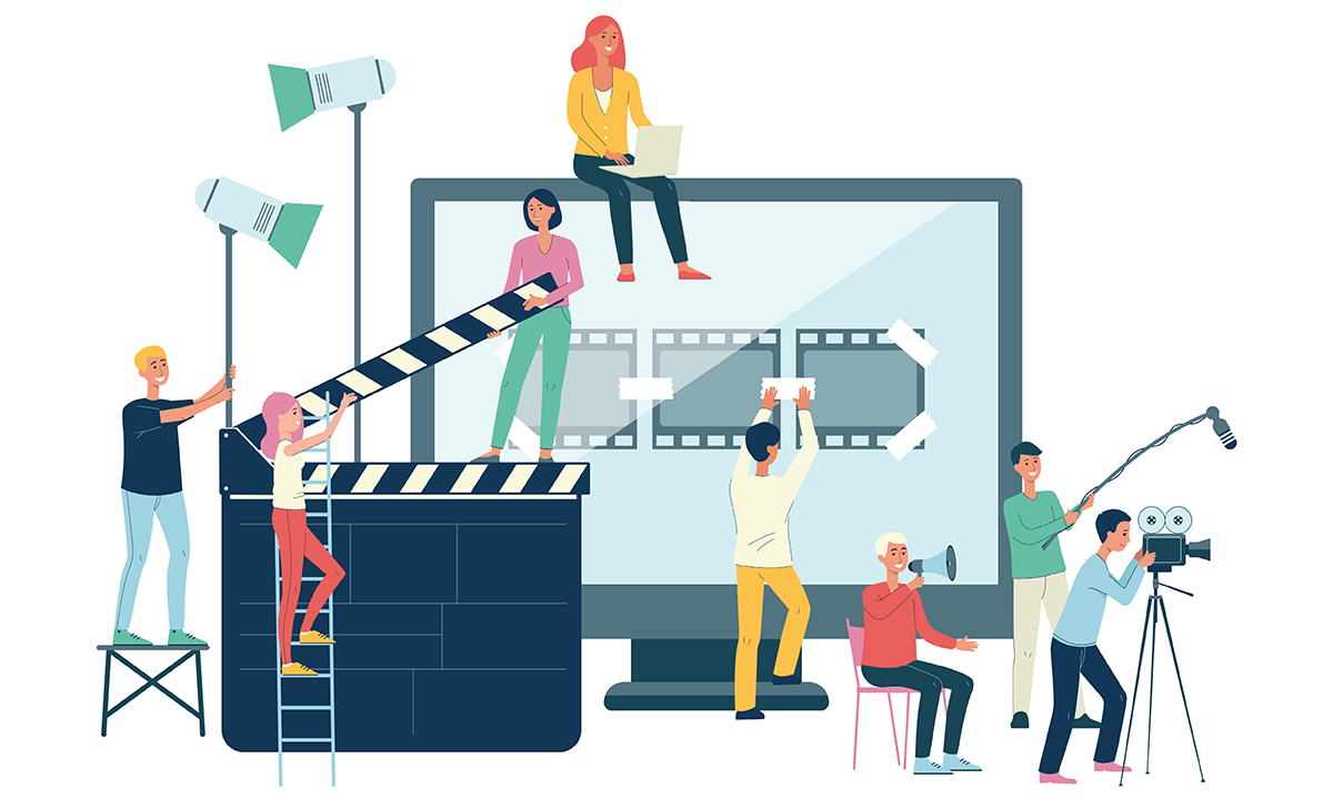 Illustration of people making a movie