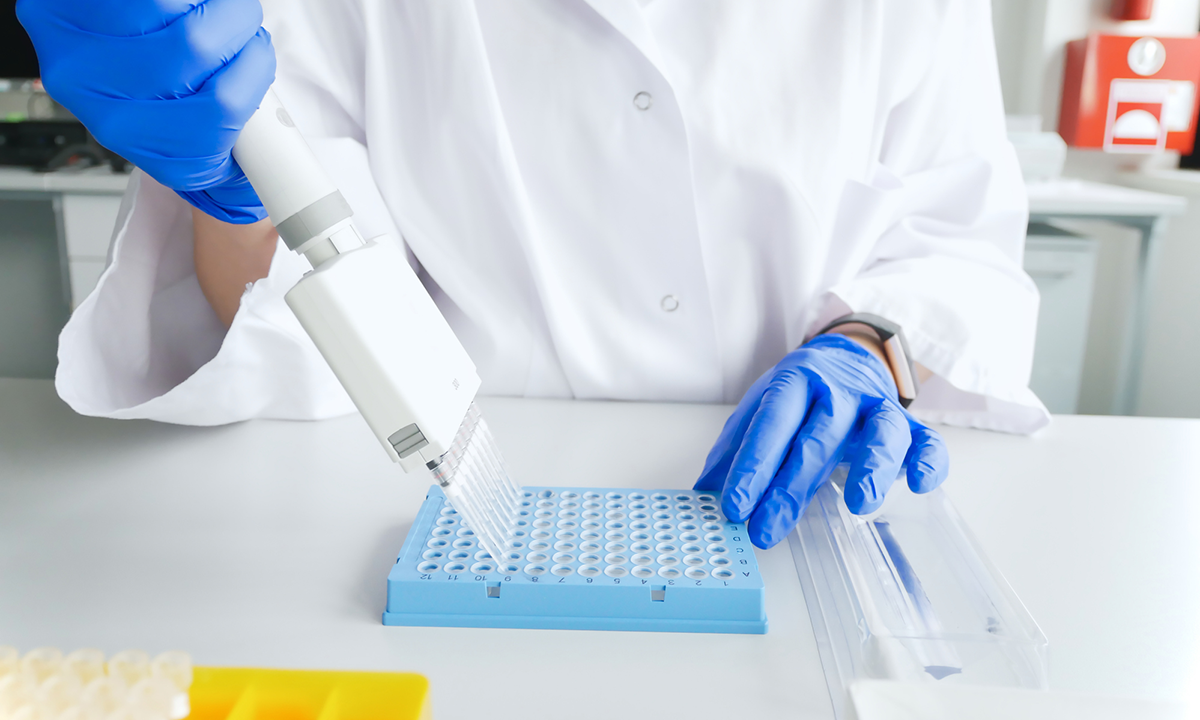 Lab technician working with samples