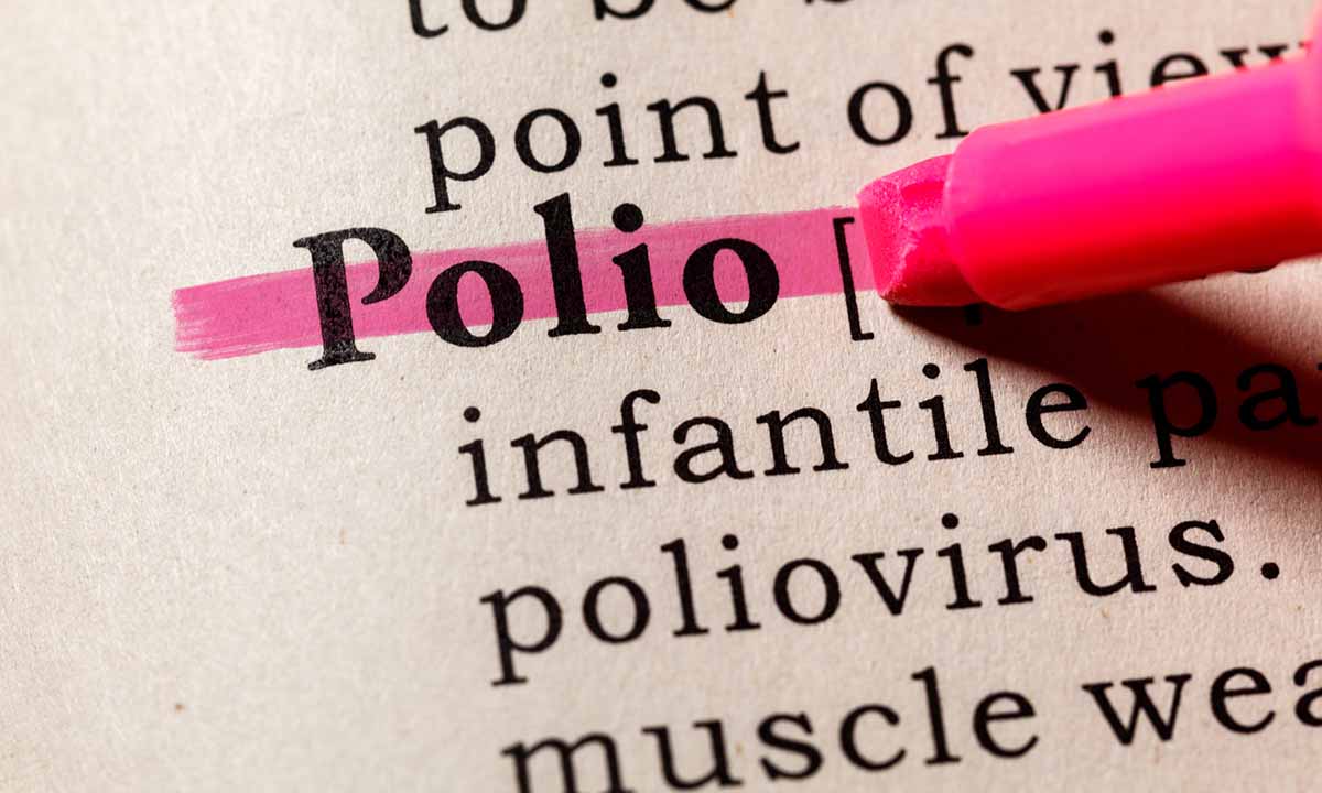 Photo illustration of a dictionary definition of polio