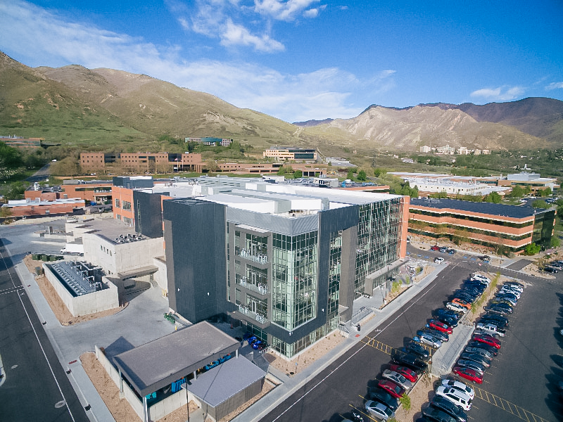 An aerial photo shows ARUP’s new laboratory facility from the northwest side