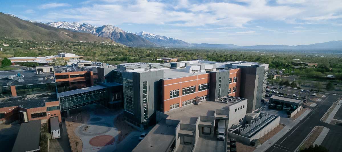 Exterior shot of ARUP’s new laboratory facility with mountains in the distance