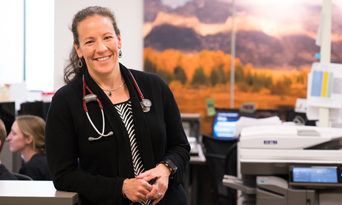 Kathryn Gibson smiles in the ARUP Family Health Clinic