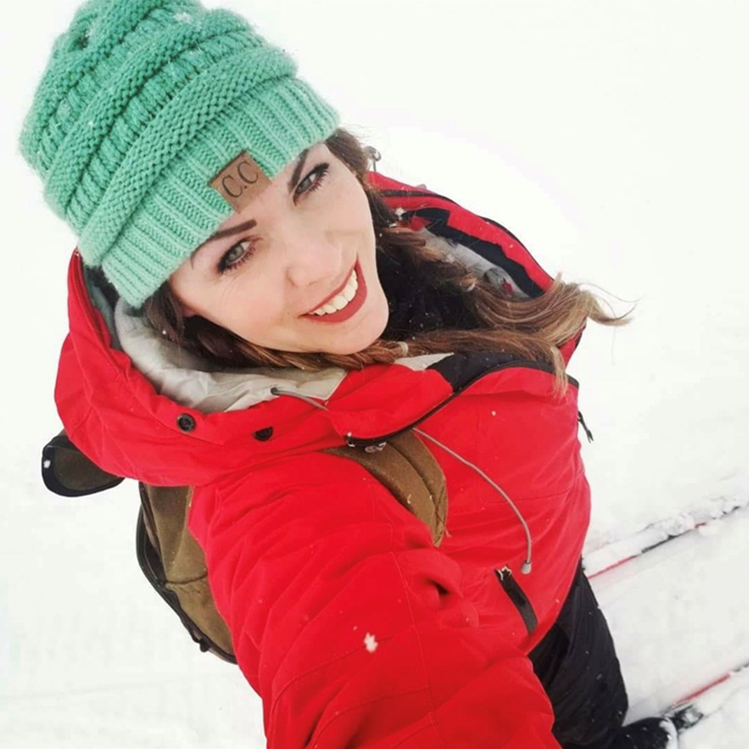 Lisa O’Brien on skis in the snow