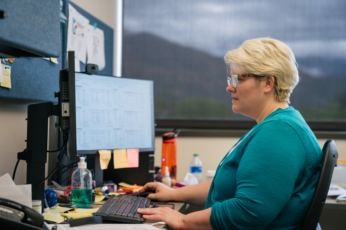 Jessica Boyd working at a computer