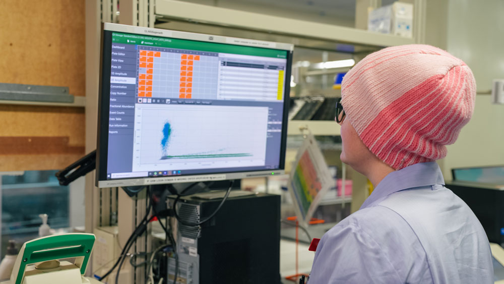 A lab analyzes data on a computer screen