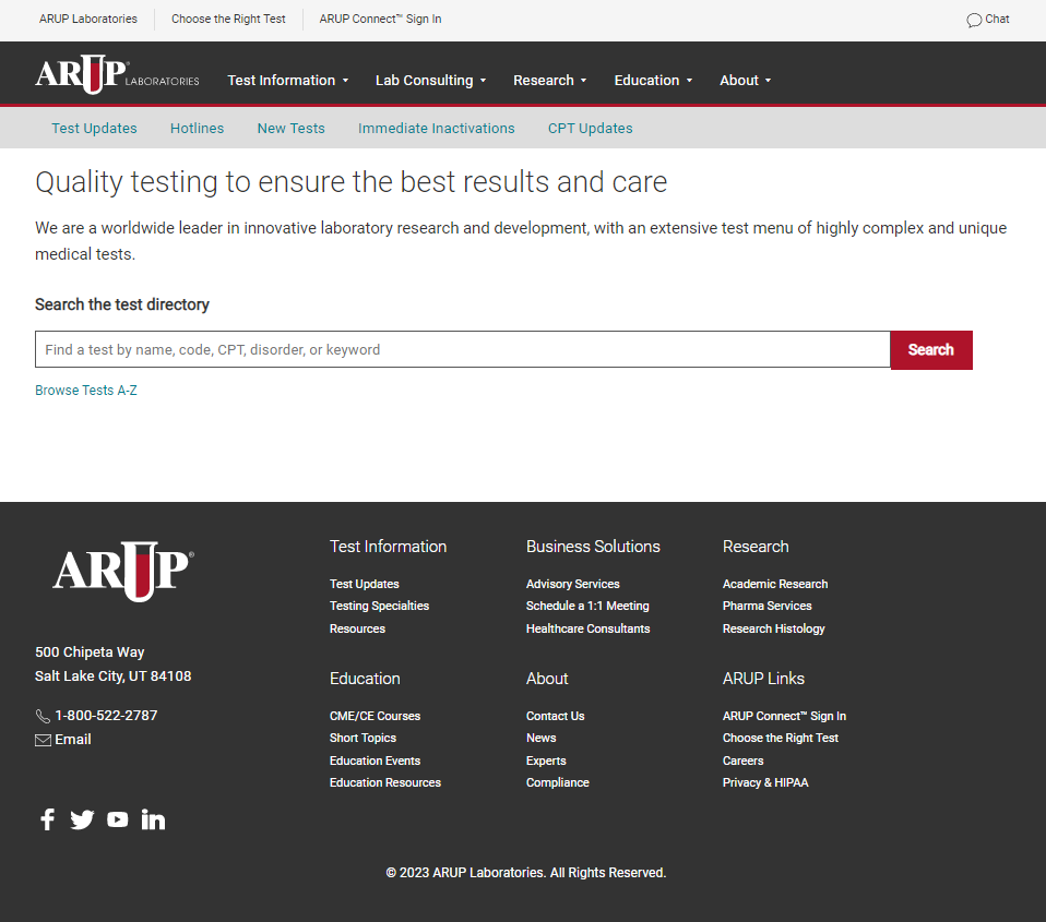 ARUP Laboratory Test Directory